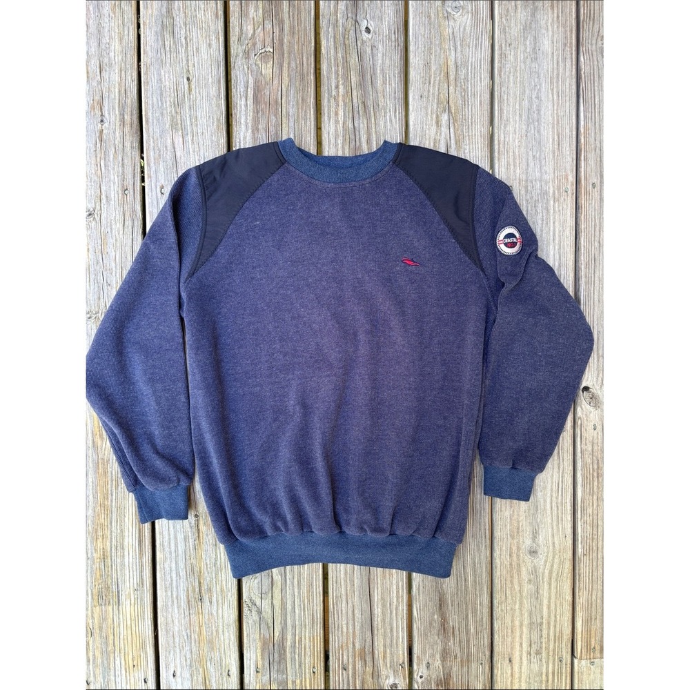 ISKO Vintage 90s Style Navy Utility Jacquard Knit Sweatshirt Mens 2XL CRISTAL